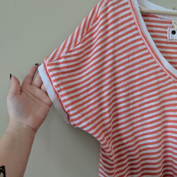 FREE PEOPLE Take Me Stripe Tee Size Medium - Picture 3 of 8